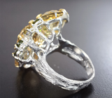 Сребряное кольцо с цитринами, перидотом, желтым и зелеными турмалинами Серебро 925