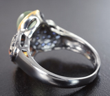 Серебряное кольцо с пренитом, гессонитом гранатом и синими сапфирами Серебро 925