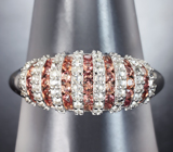 Серебряное кольцо с падпараджа сапфирами бриллиантовой огранки и бесцветными топазами Серебро 925