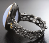 Серебряное кольцо с халцедоном 18+ карат и турмалином Серебро 925