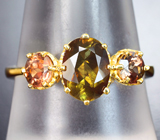 Золотое кольцо с контрастными андалузитами 2,1 карата