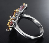 Серебряное кольцо с разноцветными шпинелями 4,17 карата и цаворитами Серебро 925