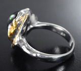 Серебряное кольцо с кристаллическим чёрным опалом 6,5 карата и сапфиром Серебро 925