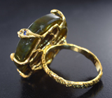 Золотое кольцо с крупным резным лабрадоритом 42,36 карата Золото