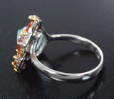 Серебряное кольцо с голубым аквамарином 3,2 карата и сапфирами Серебро 925