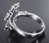 Серебряное кольцо с разноцветными шпинелями 3,73 карата и цаворитами Серебро 925