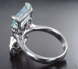 Серебряное кольцо с аквамаринами 5,46 карата, шпинелями и синими сапфирами Серебро 925