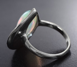 Серебряное кольцо с кристаллическим эфиопским опалом 4,3 карата и разноцветными сапфирами Серебро 925