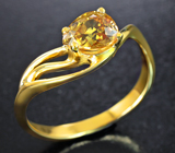 Золотое кольцо с золотистым цирконом 1,98 карата Золото