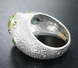 Серебряное кольцо с кристаллическим эфиопским опалом 1,53 карата и диопсидами Серебро 925