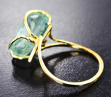 Золотое кольцо с уральским мятно-зеленым бериллом 10,19 карата