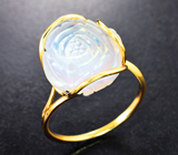 Золотое кольцо с резным лунным камнем 11,62 карата Золото