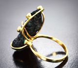 Золотое кольцо с друзой агата 15,58 карата и уральскими изумрудами Золото