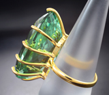 Золотое кольцо с чистейшим крупным мятно-зеленым аметистом 42,71 карата Золото