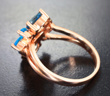 Чудесное серебряное кольцо с насыщенно-синими топазами и «неоновыми» апатитами Серебро 925
