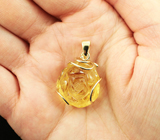 Массивный золотой кулон с насыщенным резным цитрином 32,71 карата Золото