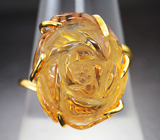 Золотое кольцо с ярким насыщенным резным цитрином 20,03 карата
