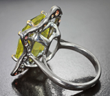 Серебряное кольцо с лимонным цитрином 15,17 карата и сапфирами Серебро 925