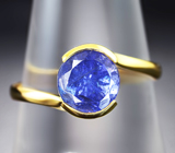 Золотое кольцо с бархатисто-синим танзанитом 2,13 карата