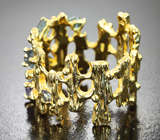 Золотое кольцо с неповторимой подборкой уральских александритов 1,4 карата и бриллиантами Золото