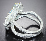 Серебряное кольцо с голубыми топазами, цитрином и танзанитом