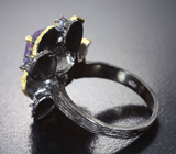 Серебряное кольцо с аметистом и танзанитами Серебро 925