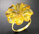 Золотое кольцо с резным цитрином 17,57 карата Золото