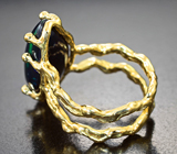 Золотое кольцо с крупным черным опалом оригинальной огранки 6,13 карата Золото