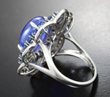 Серебряное кольцо с танзанитом 20,21 карата, кианитами и желтыми сапфирами бриллиантовой огранки Серебро 925