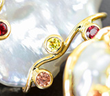 Крупные золотые серьги с морским жемчугом барокко 38,12 карата, разноцветными сапфирами и цаворитами Золото