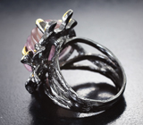 Серебряное кольцо с резным аметрином, танзанитом и голубыми топазами Серебро 925