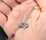 Серебряный браслет из коллекции «Drops» с разноцветными турмалинами