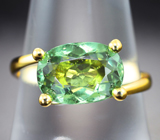 Золотое кольцо с неоново-зеленым апатитом 3,05 карата Золото