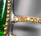 Серебряное кольцо с кристаллическим черным опалом 9,43 карата и сапфирами Серебро 925