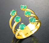 Золотое кольцо с уральскими изумрудами высоких характеристик 1,25 карата Золото