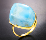 Золотое кольцо с крупным небесно-голубым ларимаром 35,1 карата Золото