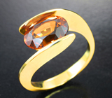 Золотое кольцо с ярким медовым цирконом высокой чистоты 4,23 карата Золото