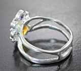 Серебряное кольцо с кристаллическим эфиопским опалом и аметистами