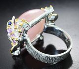 Серебряное кольцо с морганитом 24,88 карата, голубыми топазами и аметистами Серебро 925