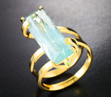 Золотое кольцо с крупным аквамарином редкой огранки 5,88 карата Золото