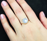 Серебряное кольцо с лунным камнем 4,39 карата и голубым топазом