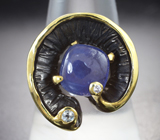 Серебряное кольцо с танзанитом 3,27 карата и голубым топазом
