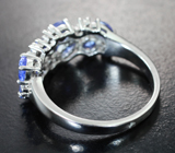 Серебряное кольцо с танзанитами различных огранок