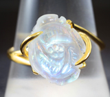 Золотое кольцо с резным лунным камнем 6,8 карата