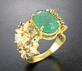 Золотое кольцо с параиба турмалинами 5+ карат, гранатами со сменой цвета и бриллиантами Золото