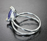 Серебряное кольцо с танзанитом 3,11 карата