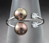 Серебряное кольцо с цветным жемчугом Серебро 925