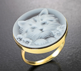 Золотое кольцо с агатовой камеей на долерите 9,85 карата Золото