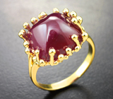 Золотое кольцо с насыщенным редкой формы рубином 13,1 карата