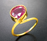 Золотое кольцо с ярким рубином 4,01 карата Золото